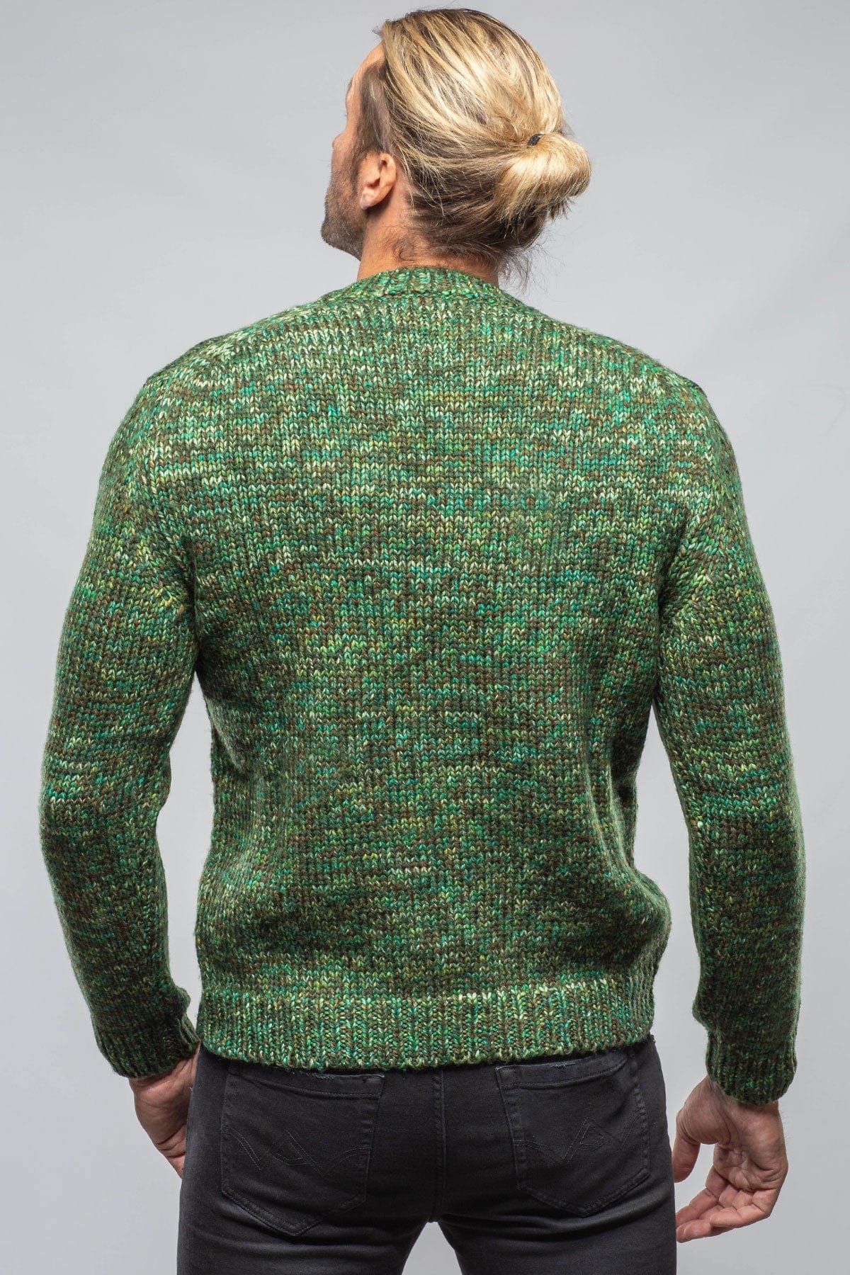 Melange Colorful Wool Crew In Green - AXEL'S