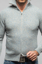 Settefili Cashmere Torvald Full Zip Sweater In Denim Mens - Sweaters