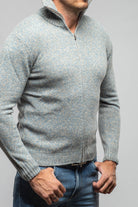 Settefili Cashmere Torvald Full Zip Sweater In Denim Mens - Sweaters