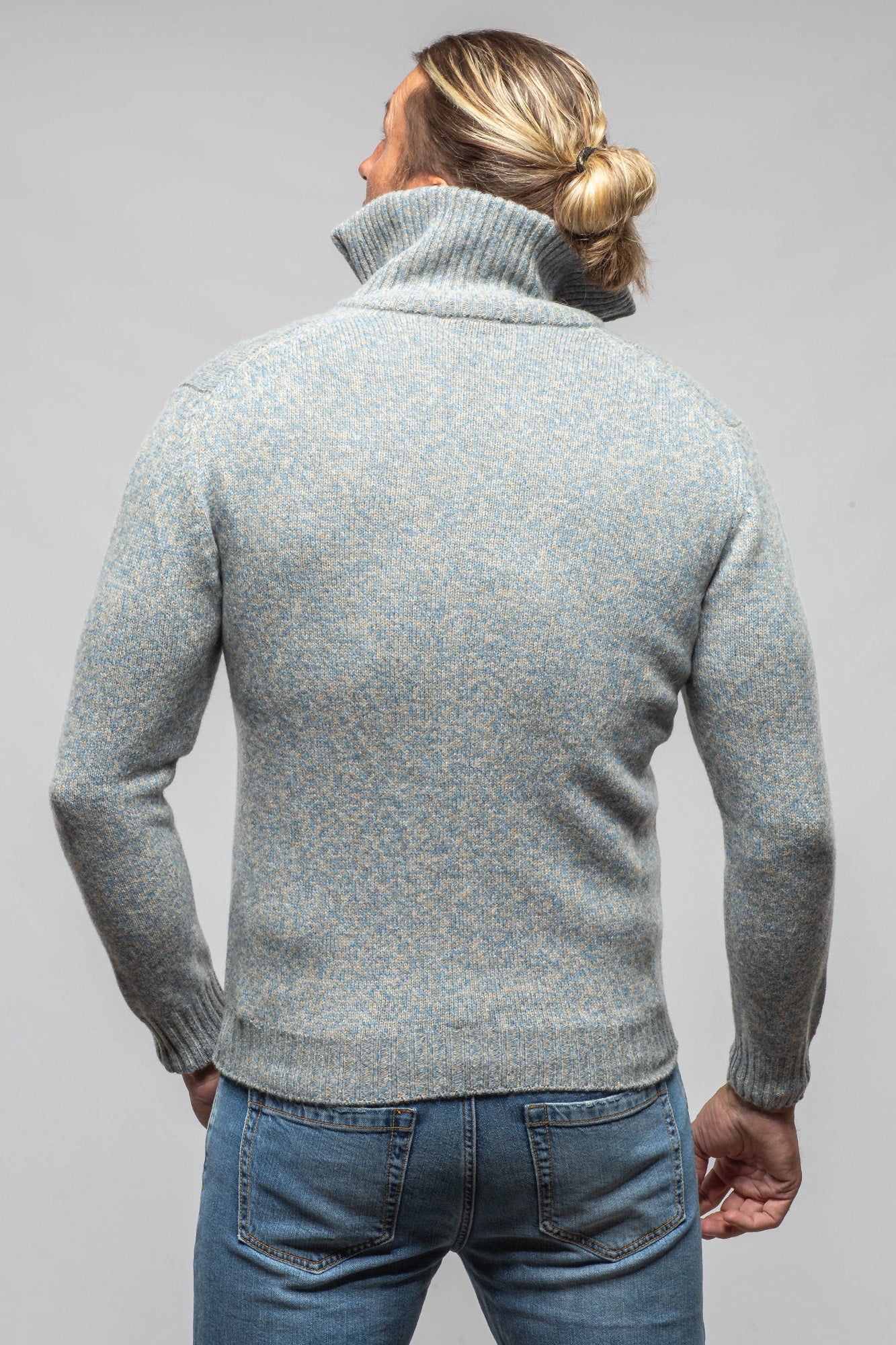 Settefili Cashmere Torvald Full Zip Sweater In Denim Mens - Sweaters