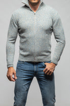 Settefili Cashmere Torvald Full Zip Sweater In Denim Mens - Sweaters