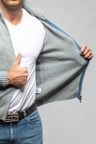 Settefili Cashmere Torvald Full Zip Sweater In Denim Mens - Sweaters
