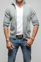 Settefili Cashmere Torvald Full Zip Sweater In Denim Mens - Sweaters
