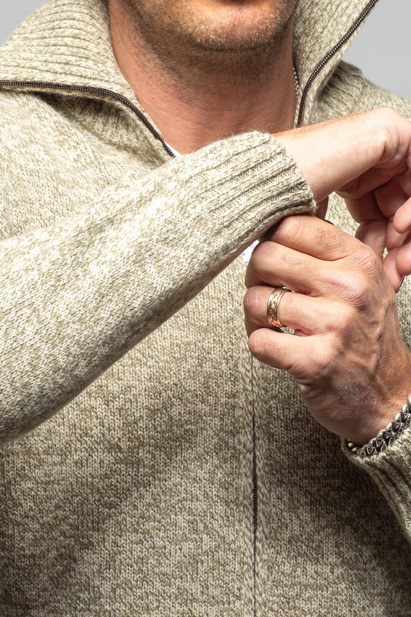Settefili Cashmere Torvald Full Zip Sweater In Green Mens - Sweaters