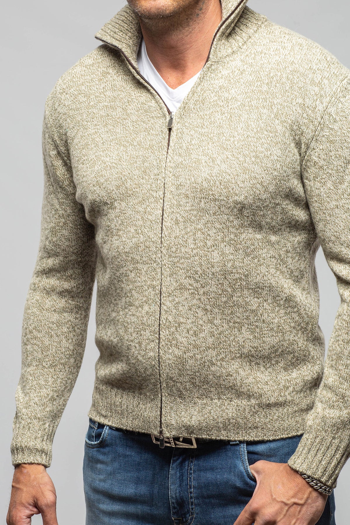 Settefili Cashmere Torvald Full Zip Sweater In Green Mens - Sweaters