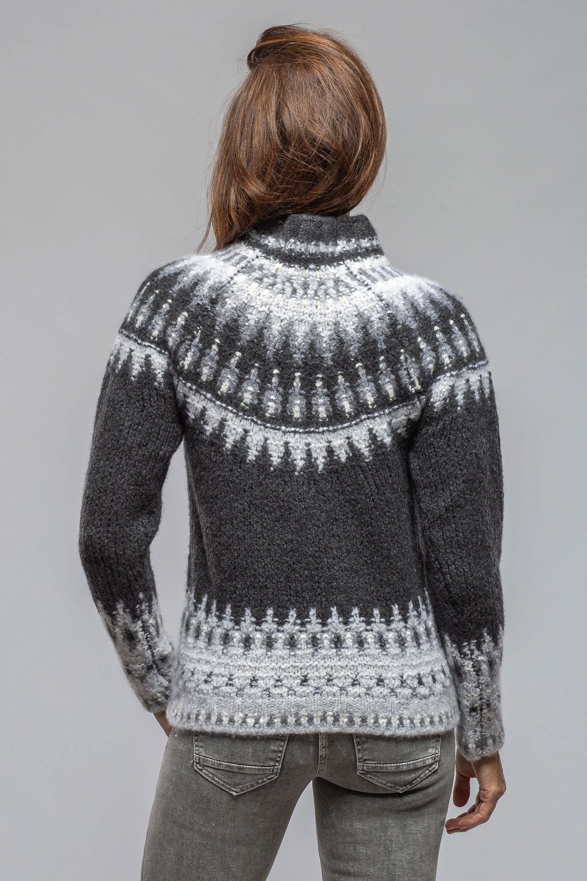 Andean Mock Neck Sweater In Charcoal - AXEL'S