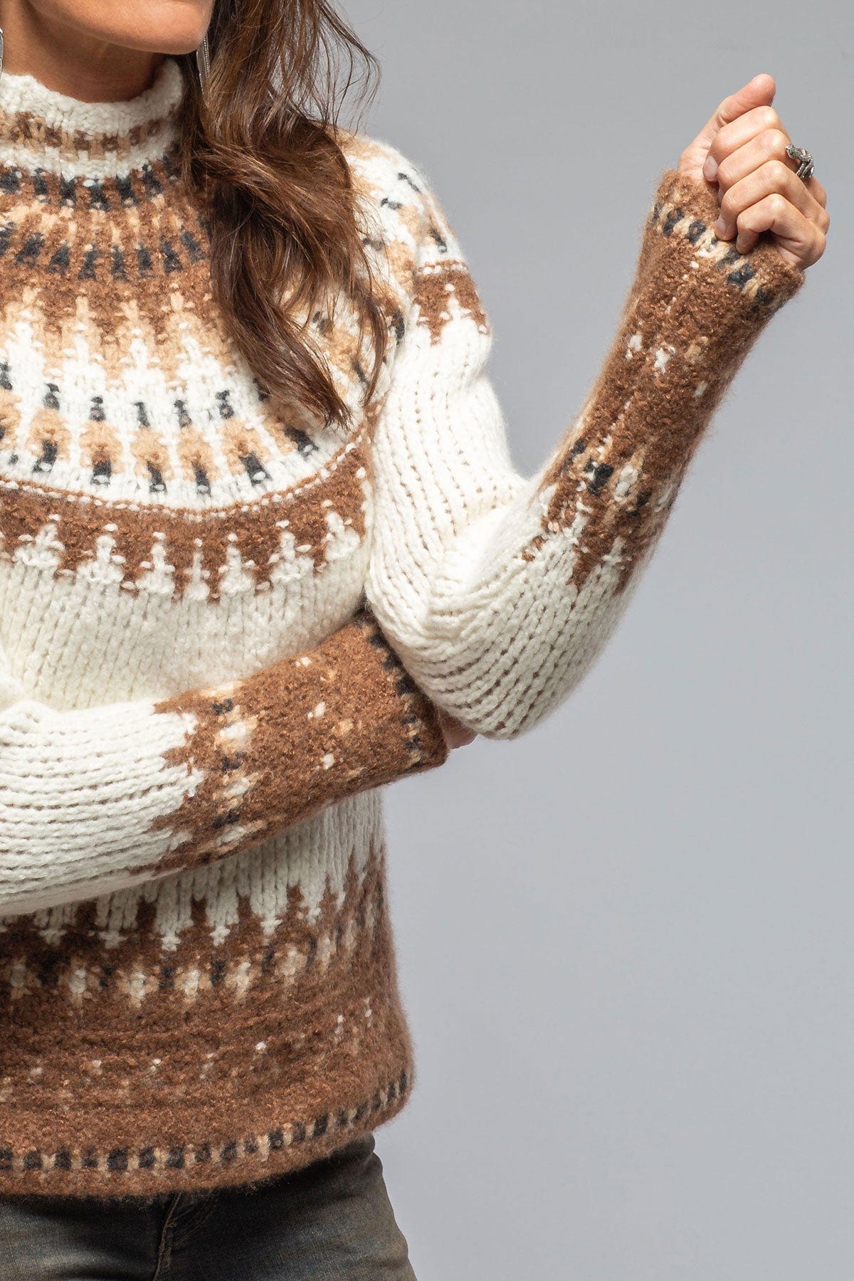 Andean Mock Neck Sweater In Natural - AXEL'S