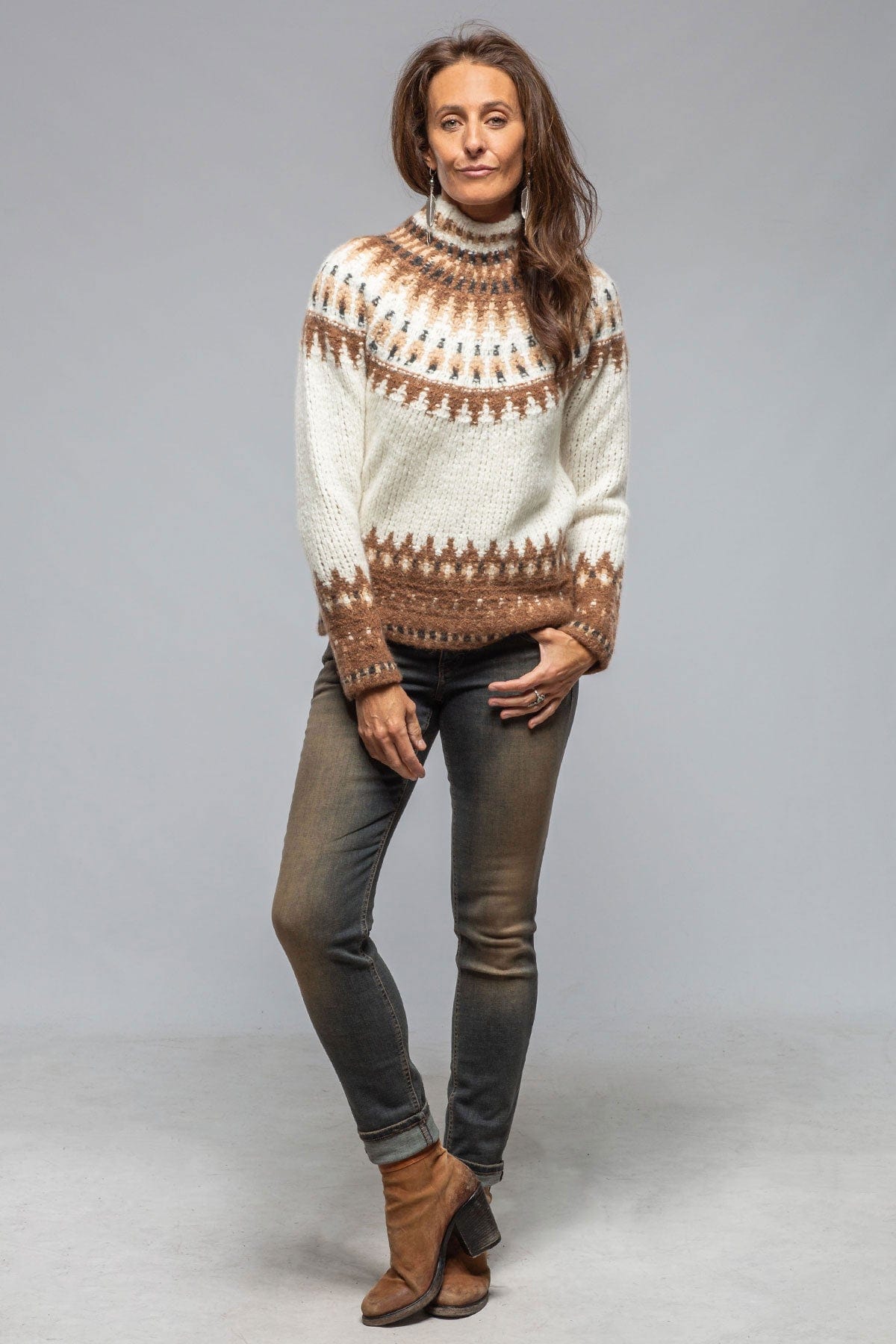 Andean Mock Neck Sweater In Natural - AXEL'S