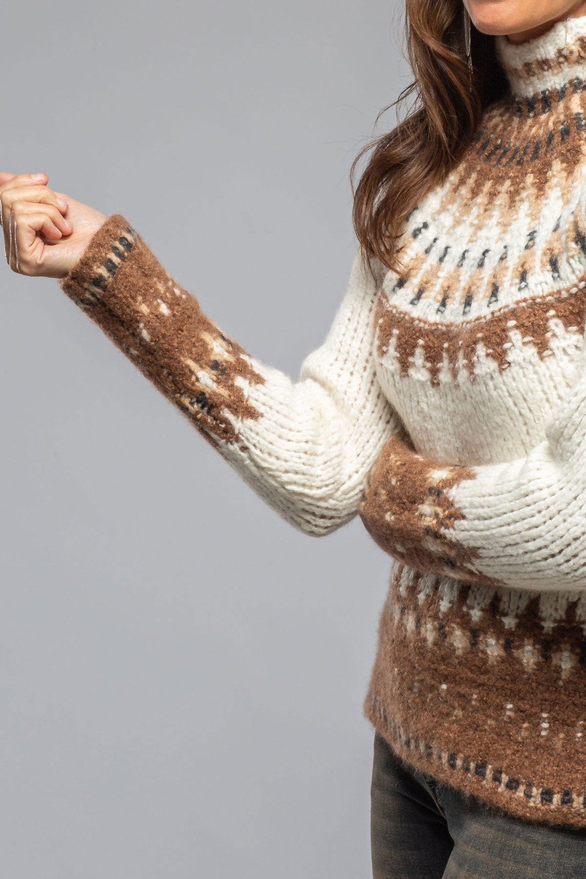 Andean Mock Neck Sweater In Natural - AXEL'S