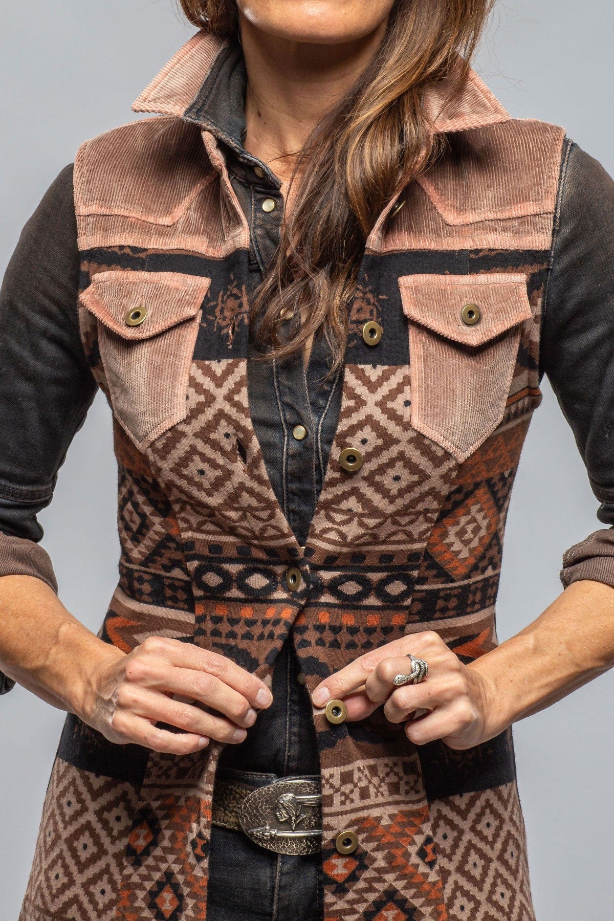 Sonia Villa Badlands Long Vest In Brown | Ladies - Outerwear - Lightweight