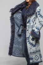 Sonia Villa Beth Woven Duster Mongolian Trim Ladies - Outerwear - Cloth