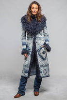 Sonia Villa Beth Woven Duster Mongolian Trim Ladies - Outerwear - Cloth