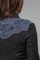 Sonia Villa Columbine Suede Snap Shirt In Embroidered Navy Ladies - Outerwear - Leather
