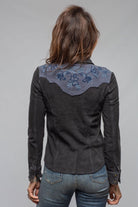 Sonia Villa Columbine Suede Snap Shirt In Embroidered Navy Ladies - Outerwear - Leather