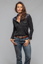 Sonia Villa Columbine Suede Snap Shirt In Embroidered Navy Ladies - Outerwear - Leather
