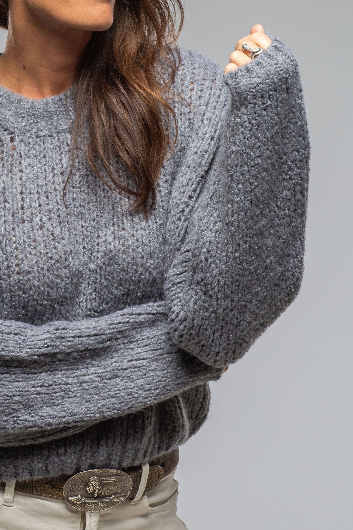 Coquette Cropped Sweater In Grey - AXEL'S