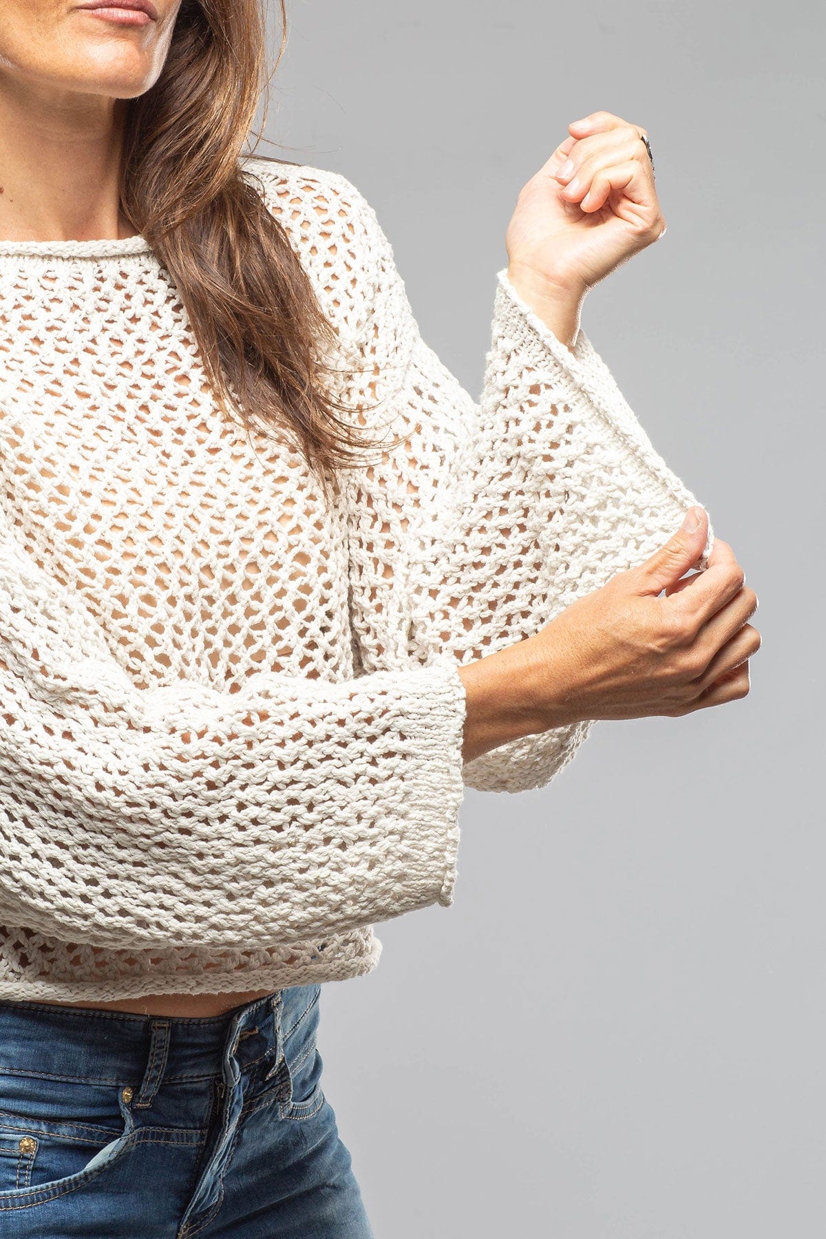 Sonia Villa Kate Crochet Knit Sweater In Natural | Axel's of Vail