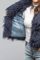 Sonia Villa Mongolian Cropped Coat In Eclipse Blue Ladies - Outerwear - Cloth