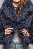 Sonia Villa Mongolian Cropped Coat In Eclipse Blue Ladies - Outerwear - Cloth