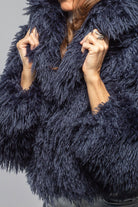 Sonia Villa Mongolian Cropped Coat In Eclipse Blue Ladies - Outerwear - Cloth