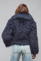 Sonia Villa Mongolian Cropped Coat In Eclipse Blue Ladies - Outerwear - Cloth