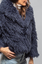 Sonia Villa Mongolian Cropped Coat In Eclipse Blue Ladies - Outerwear - Cloth