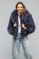 Sonia Villa Mongolian Cropped Coat In Eclipse Blue Ladies - Outerwear - Cloth