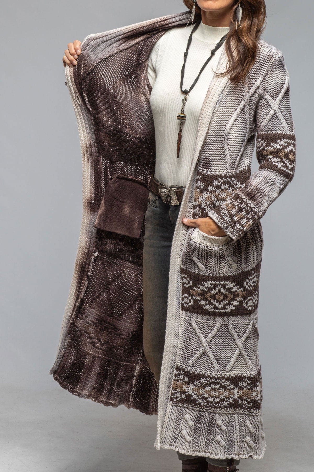 Niva Alaskan Knit Long Sweater In Chocolate - AXEL'S