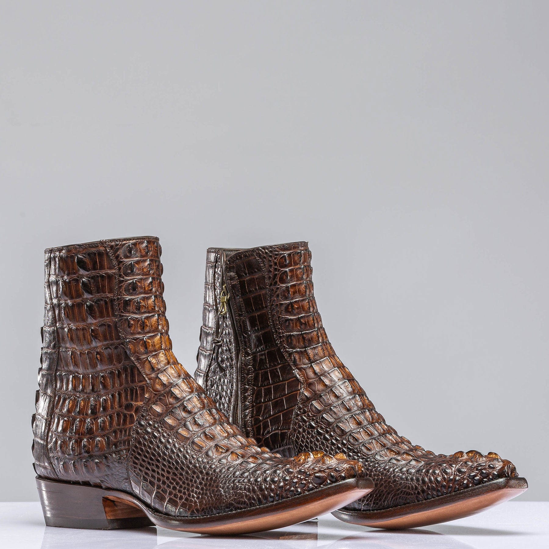 Stallion Boots 3 Piece Hornback Alligator In Antique Congnac