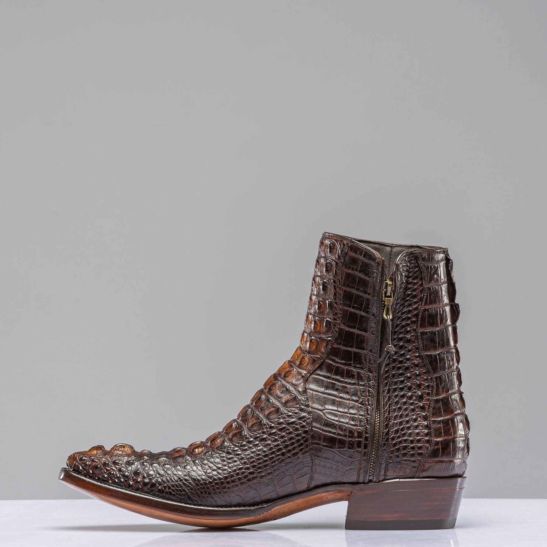 Stallion Boots 3 Piece Hornback Alligator In Antique Congnac Mens - Cowboy Boots
