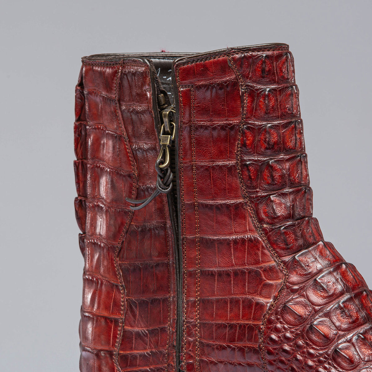 Stallion Boots 3 Piece Hornback Alligator In Burnished Cherry Mens - Cowboy Boots