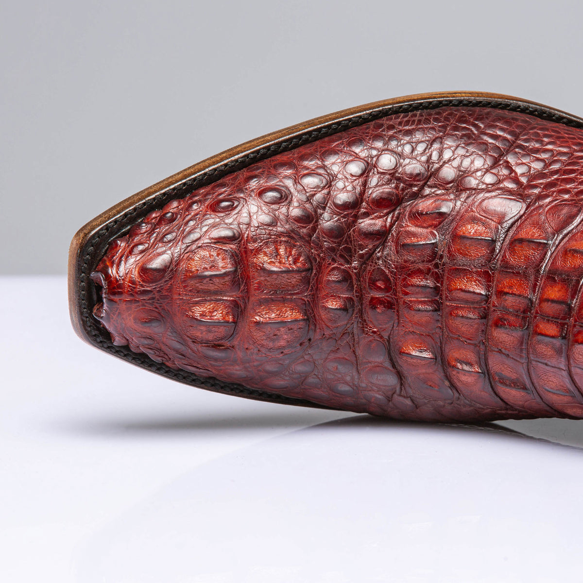 Stallion Boots 3 Piece Hornback Alligator In Burnished Cherry Mens - Cowboy Boots