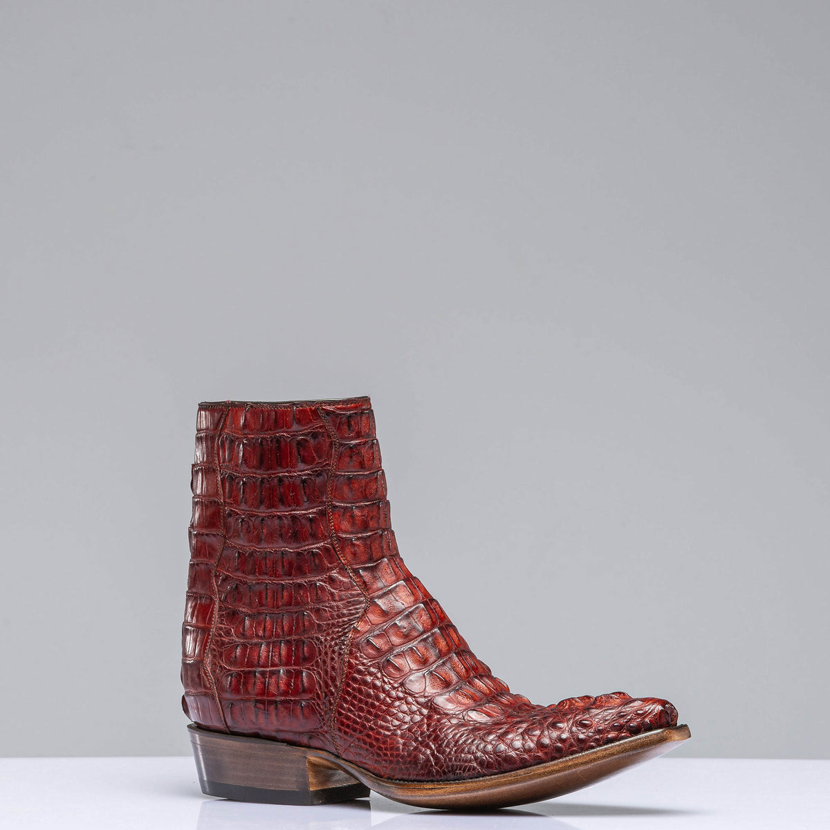 Stallion Boots 3 Piece Hornback Alligator In Burnished Cherry Mens - Cowboy Boots