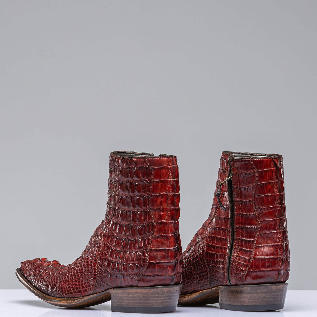 Stallion Boots 3 Piece Hornback Alligator In Burnished Cherry Mens - Cowboy Boots