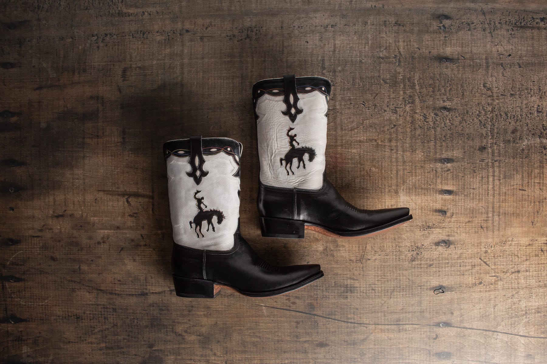 Stallion Boots Big Bronc Boot In White And Black Mens - Cowboy Boots