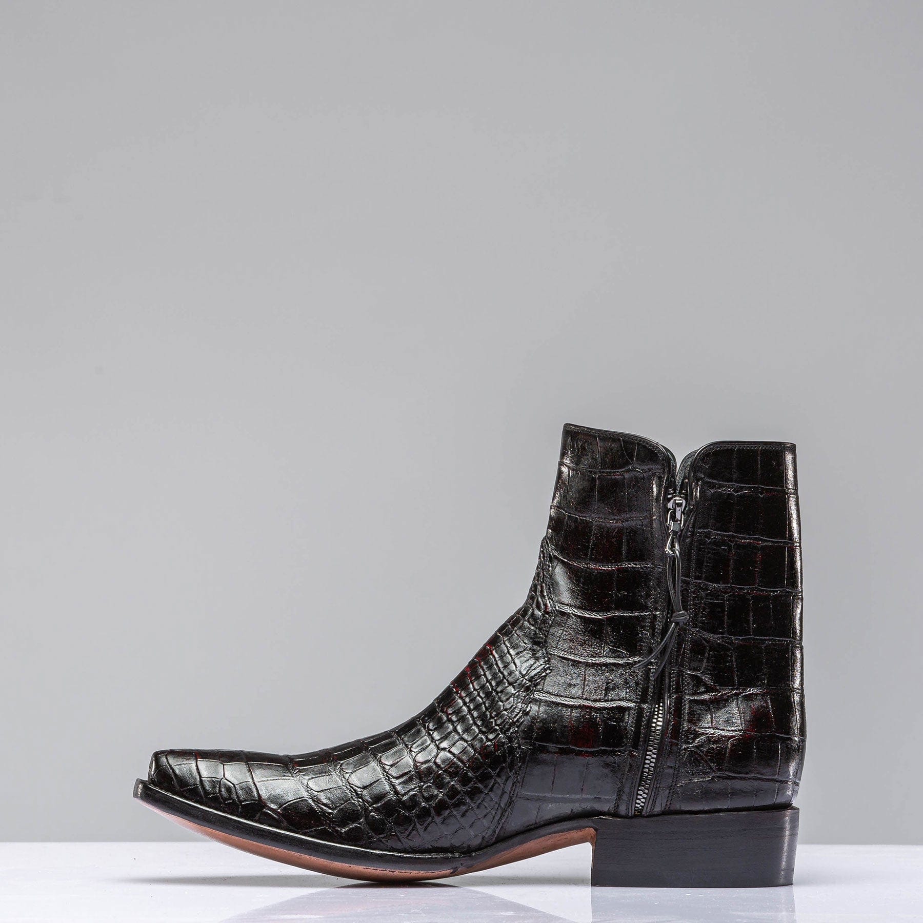 Stallion Boots Black Cherry Alligator Zorro | Axel's of Vail