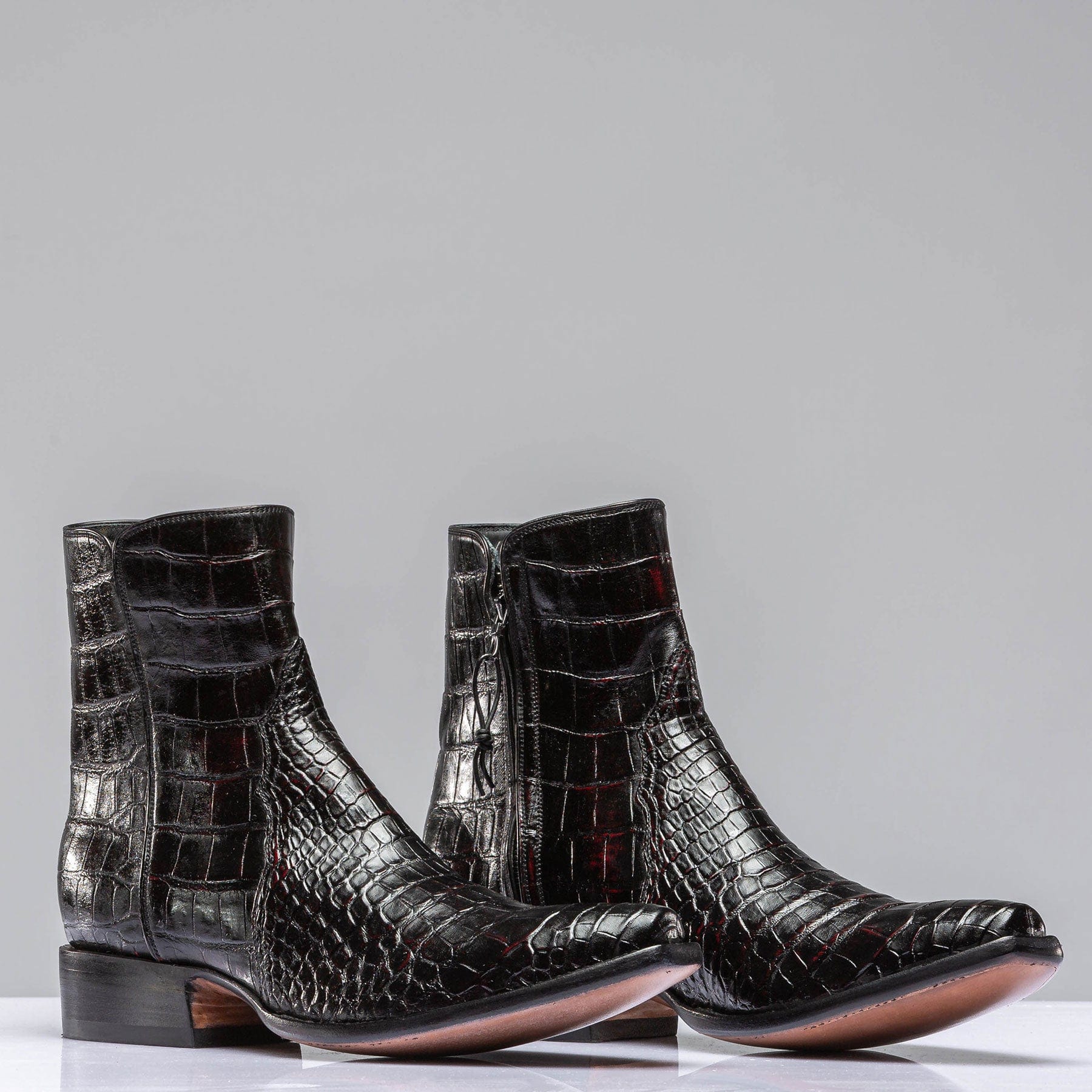 Stallion Boots Black Cherry Alligator Zorro Mens - Cowboy Boots