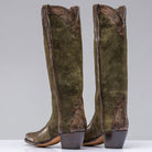 Bosque Olive Lambsuede & Tooled Calfskin Boot - AXEL'S