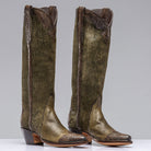 Bosque Olive Lambsuede & Tooled Calfskin Boot - AXEL'S
