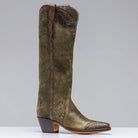 Bosque Olive Lambsuede & Tooled Calfskin Boot - AXEL'S
