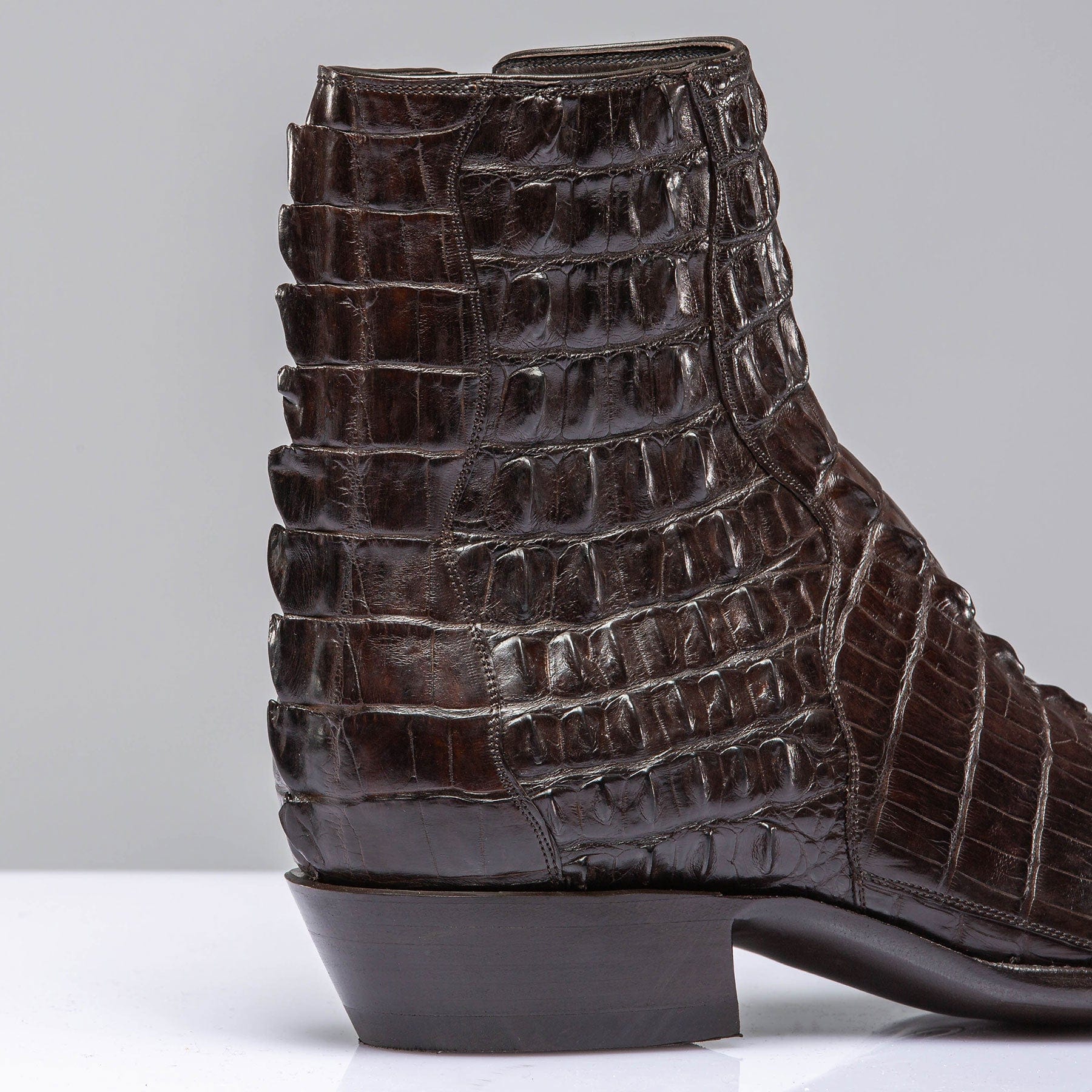 靴 herlipto Back Slit Long Boots Stallion Boots Chocolate Hornback Alligator Zorros | Axel's of Vail