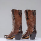 Stallion Boots Chocolate Ostrich Mid Boot with Alligator Ladies - Cowboy Boots