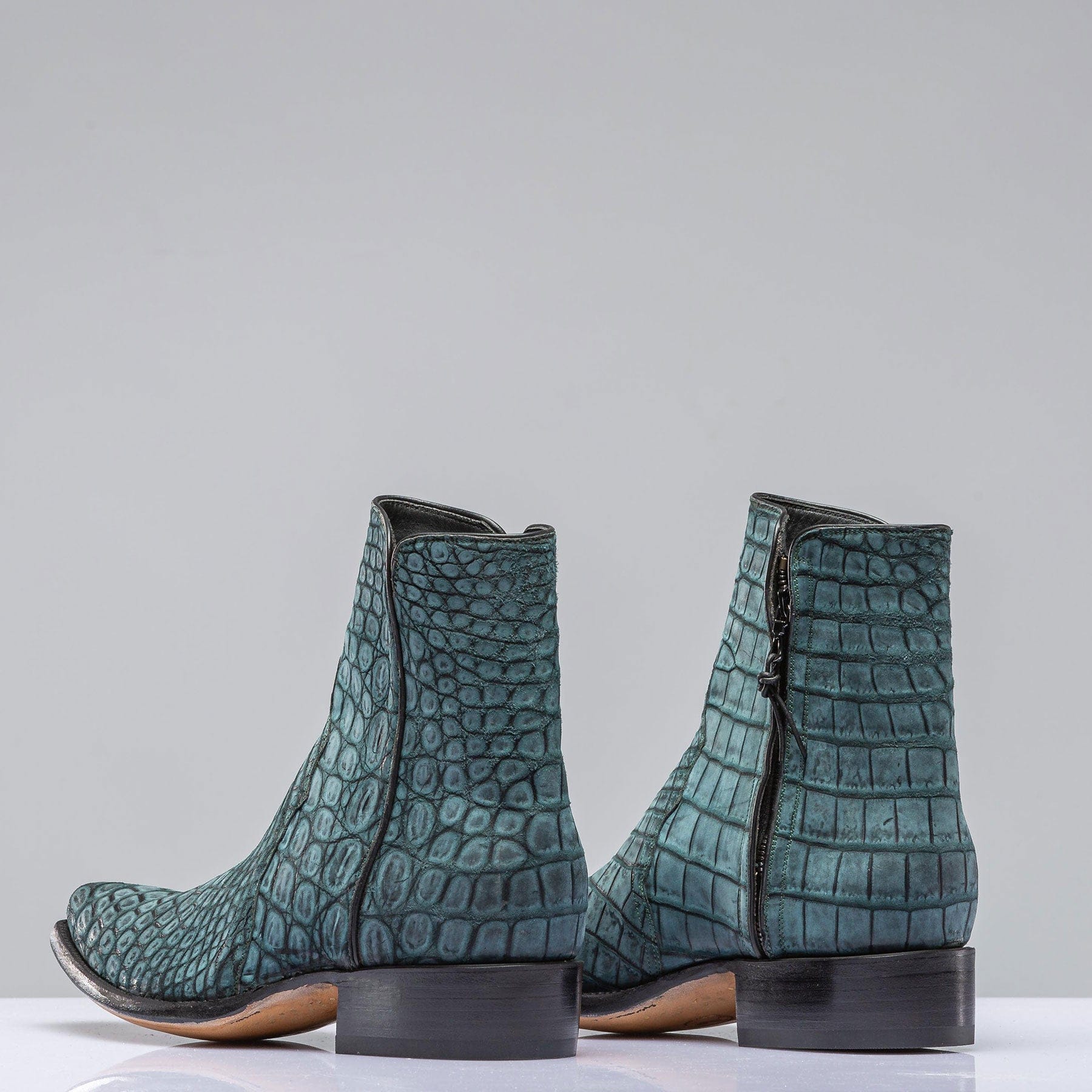 Stallion Boots Sueded Gator Zorro In Teal Mens - Cowboy Boots