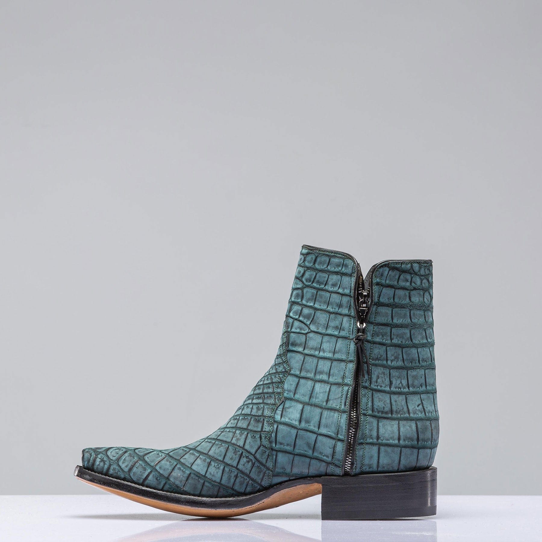 Stallion Boots Sueded Gator Zorro In Teal Mens - Cowboy Boots