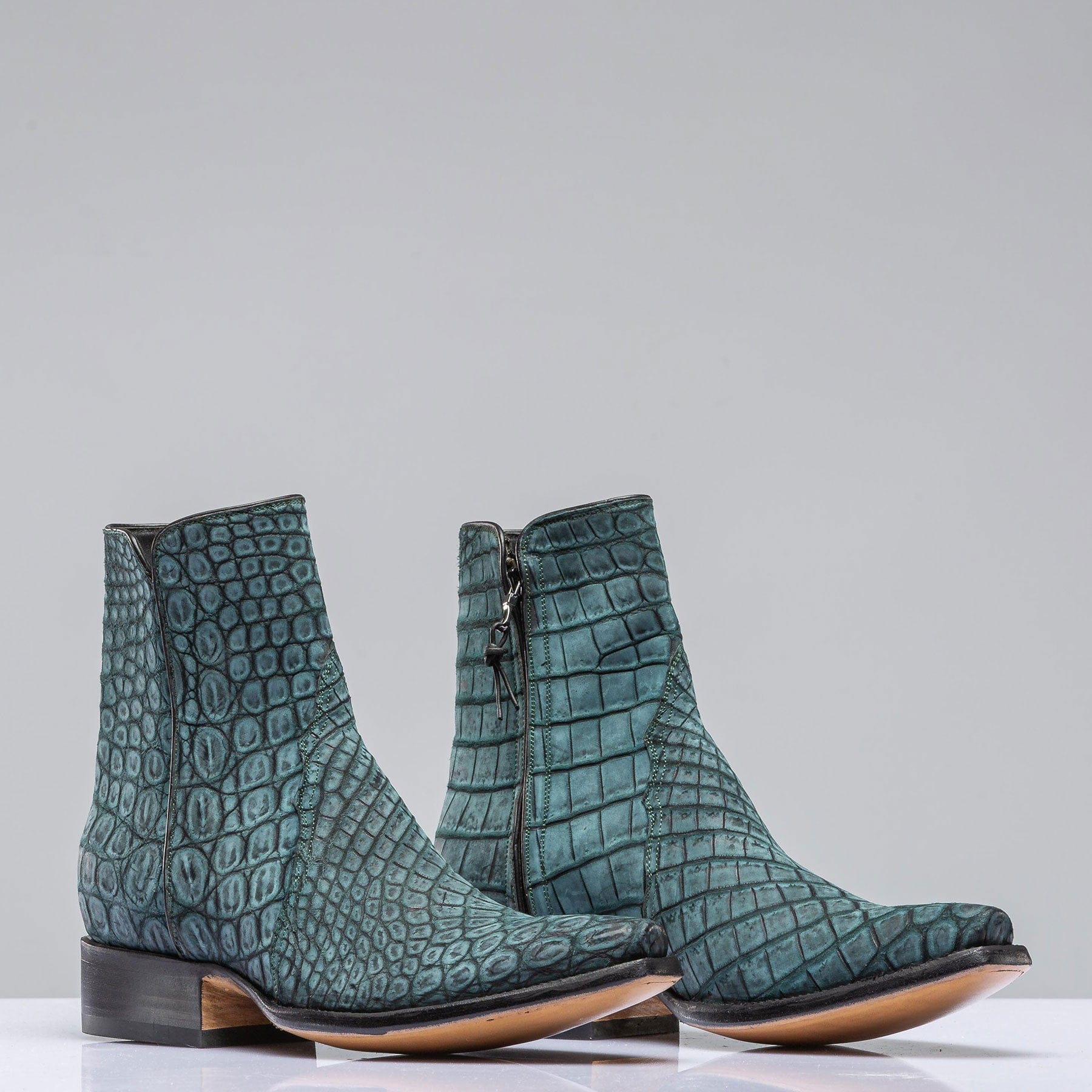 Stallion Boots Sueded Gator Zorro In Teal Mens - Cowboy Boots