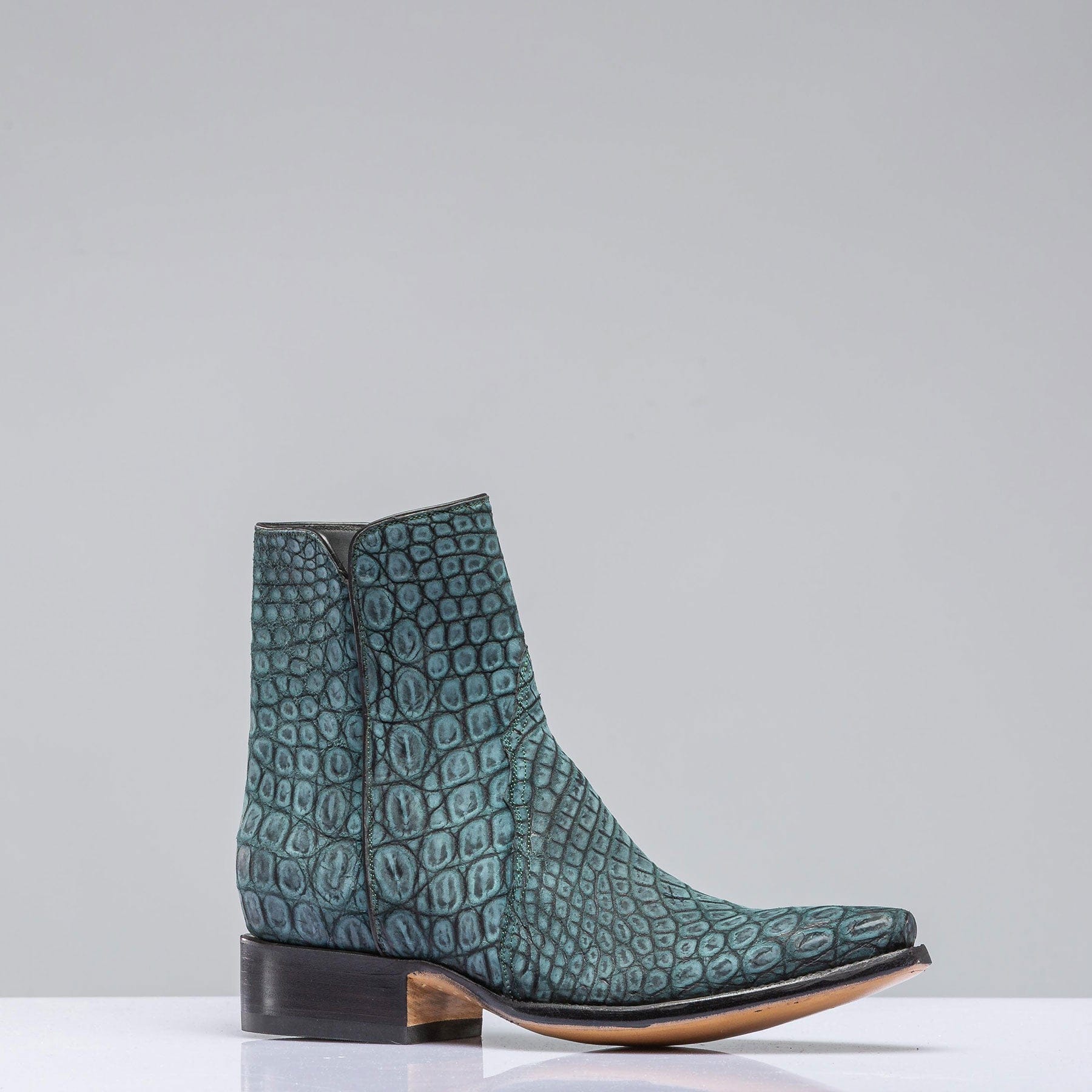 Stallion Boots Sueded Gator Zorro In Teal Mens - Cowboy Boots