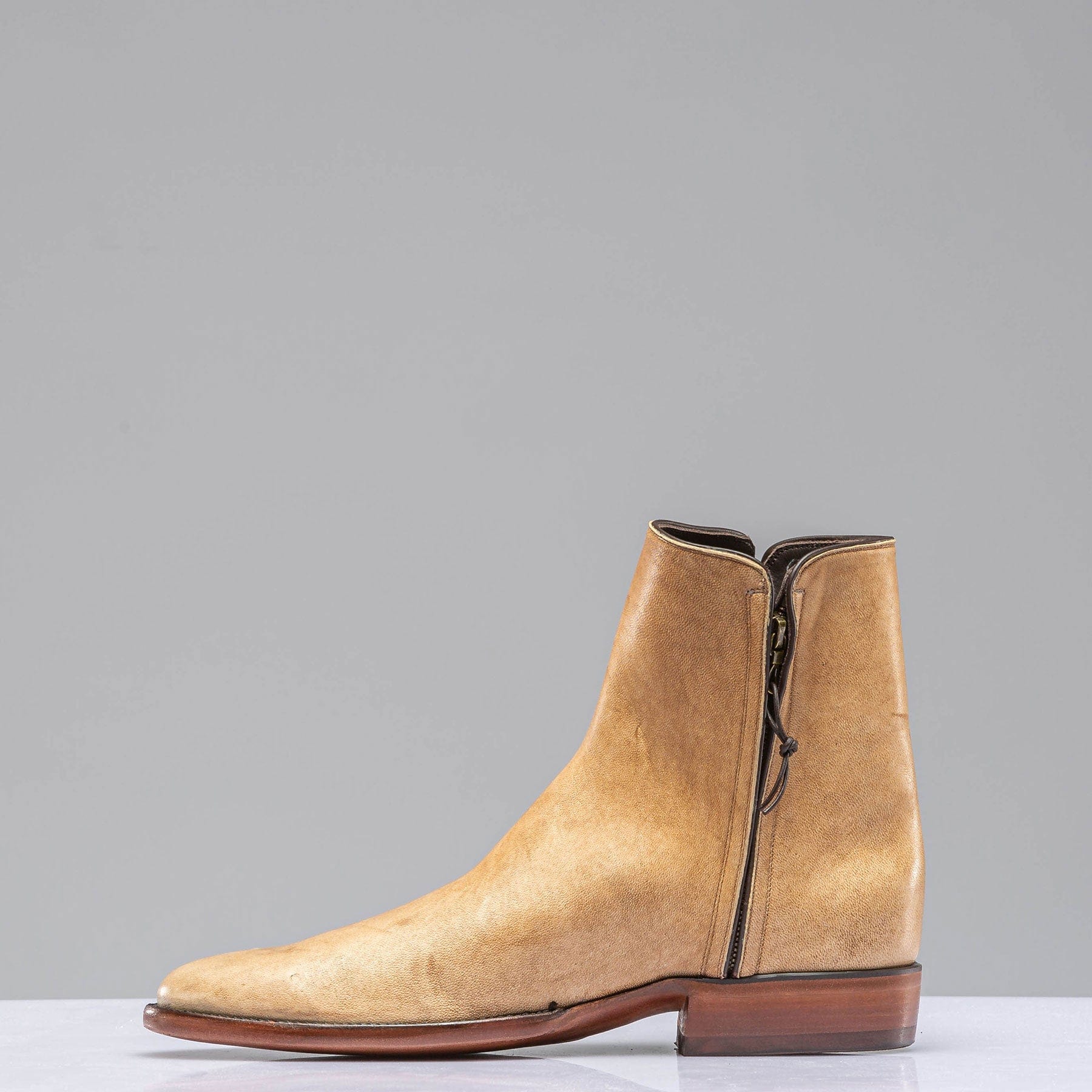 Stallion Boots Vintage Tan Saddle Round Toe Zorro Mens - Cowboy Boots