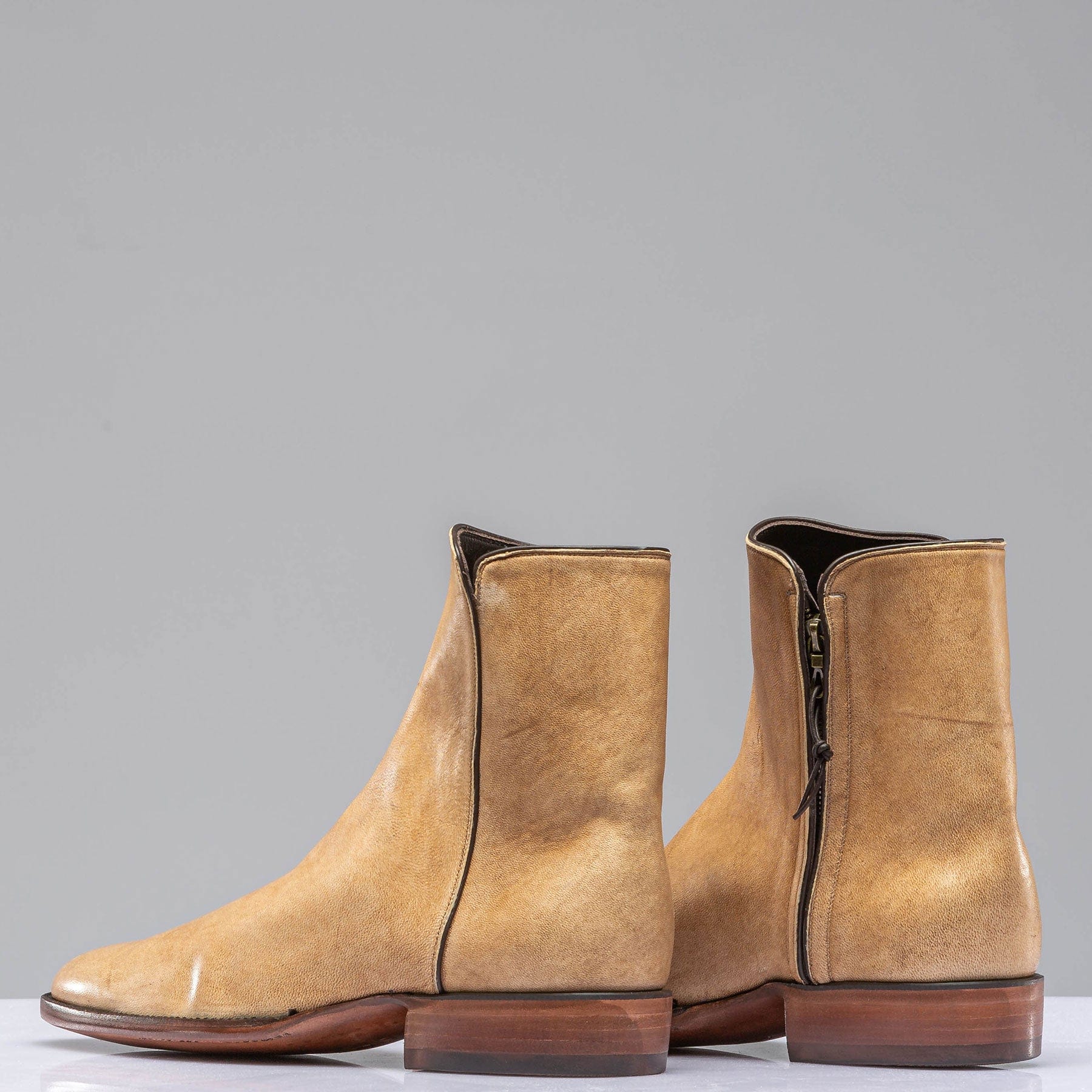 Stallion Boots Vintage Tan Saddle Round Toe Zorro Mens - Cowboy Boots