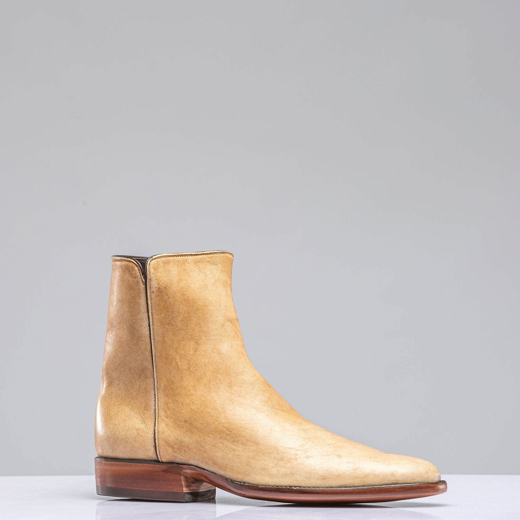 Stallion Boots Vintage Tan Saddle Round Toe Zorro Mens - Cowboy Boots