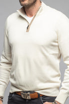 Stile Latino Alvera Cashmere Quarter Zip In Cream Mens - Sweaters